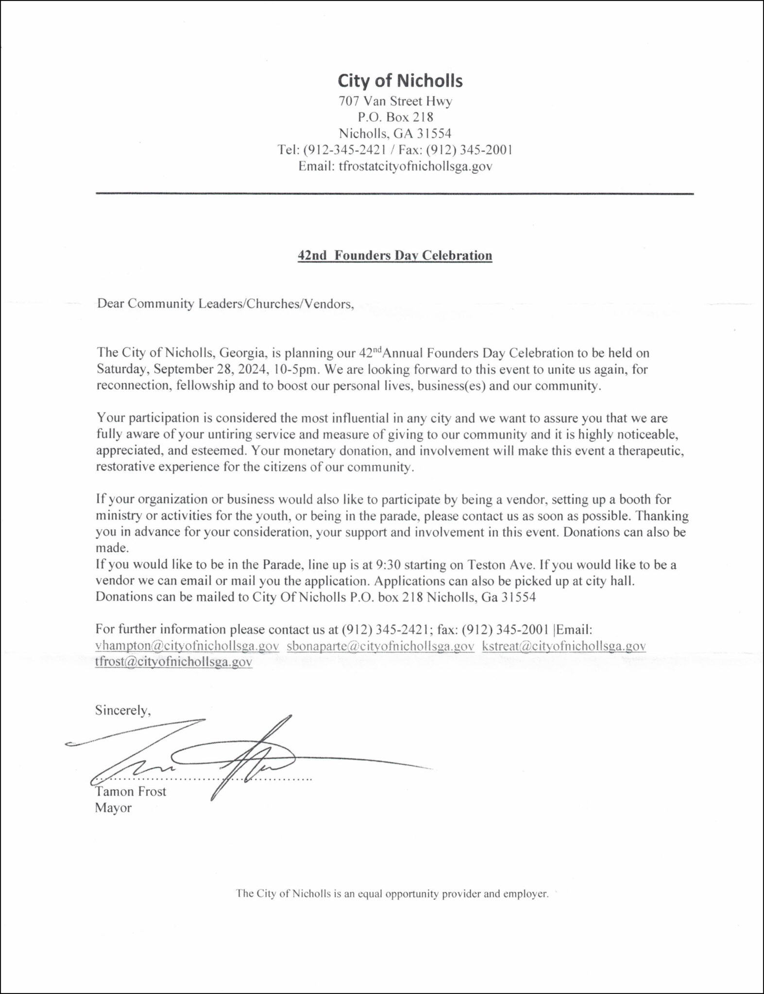 City of Nicholls, Established 1903